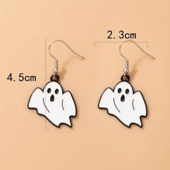 Ghost Dangle Drop Earrings Halloween Earrings Spooky Season Approved - Picture 5 of 5